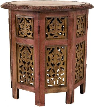 Wanderlust Deco Mesa de centro de madera artesanal marrón 45x45x45