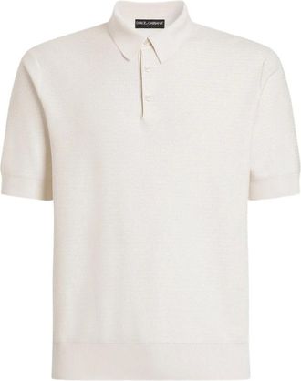 Dolce & Gabbana Polo in Maglia Trama - - Tops - Uomo - Beige - XL