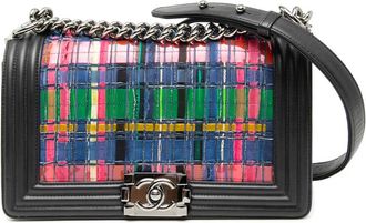 Chanel Borsa a tracolla Boy media in pelle di agnello e PVC 2014 - Nero