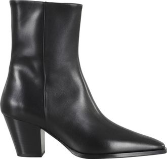 Aeyde Zwarte Kalfsleren Enkellaars - Dames - Cowboylaarzen - Zwart - 39 EU - Leer - Schoenen