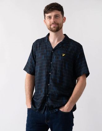 Lyle & Scott Mens Lyle & Scott Pool Print Mens Shirt - Navy - Size: 40/Regular