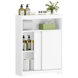 Relaxdays Relaxdays Mueble Para Nicho, 4 Estantes, Portarrollos, Gancho Lateral Doble, 80 X 20 X 60 Cm, Ba&ntilde;o, Mdf, Blanco
