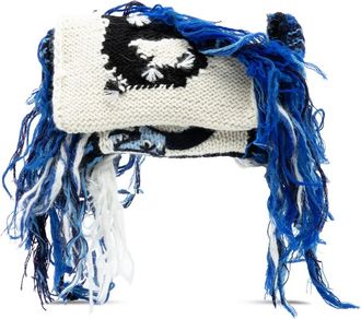 Loewe Borsa a tracolla Dragon in lana con frange 2000-2025 - Bianco