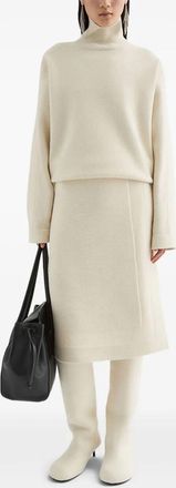 Jil Sander Womens Padded Details Skirt - Ivory Wool - Size EU 36 (Womens)