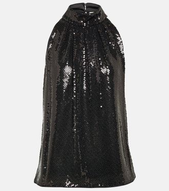 Diane Von F&uuml;rstenberg Dove sequined halterneck top