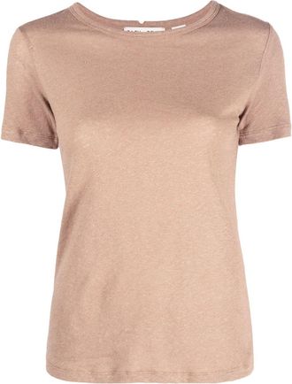 Each Other round neck T-shirt - women - Linen/Flax/Cotton - 40 - Brown