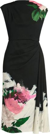 Erdem floral-print midi dress - women - Viscose/Elastane/Silk/Elastane - 12 - Black