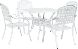 vidaXL Garden Table Set 5 pcs White 80 x 80 x 75 cm Cast Aluminium vidaXL