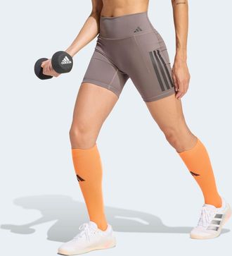 adidas Shorts ADIDAS PERFORMANCE OPTIME WORKOUT 3-STREIFEN KURZE LEGGINGS, Damen, Gr. XXL, L&auml;nge 7, charcoal, innenbeinl&auml;nge ca. 18 cm, Obermaterial: 73% Pol
