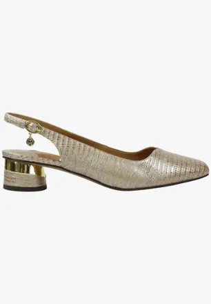 J. Rene&eacute; Womens Lizard Print Patent Traveta Pumps In Pearl