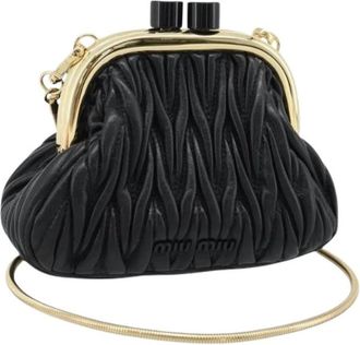 Miu Miu Pre-owned Leren Schoudertas - Dames - Vintage Clutch - Zwart - ONE Size - Leer - Vintage