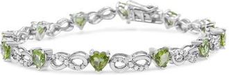House of Brilliance Silver 1.00 Ctw Diamond and Created Green Heart Peridot Infinity Link Bracelet in White at Nordstrom