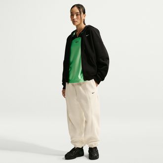 Nike Womens Studio Fleece Heavyweight Plush Oversized High-Rise Pants in White | IM8359-134