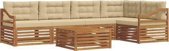 vidaXL Conjunto De Sof&aacute;s De Exterior 6 Uds. Natural Y Beige Vidaxl
