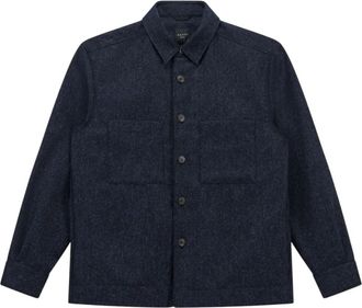 Xacus Unfold Wool Overshirt - Heren - Casual Overhemden - Blauw - L - Wol - Overhemden