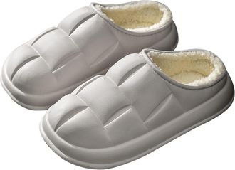 Generic Mens Slip-On Slippers Cotton Winter Slippers Slip-On House Shoes with Thick Foamy Soles for Couples with Faux Indoor Outdoor Comfort Boots Womens Coup