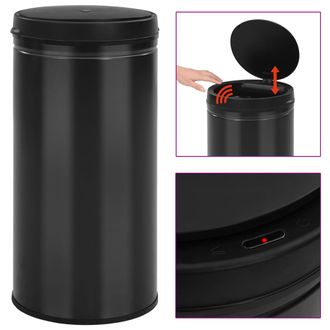 vidaXL Vidaxl - Cubo De Basura Con Sensor Autom&aacute;tico 70l Acero Al Carbono Negro