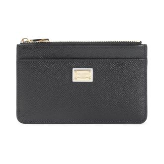Dolce & Gabbana Dauphine Calfskin Card Holder - female - Dolce & Gabbana - Wallets & Cardholders - Black - ONE SIZE - Accessories