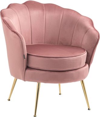 Clp Silla de comedor con reposabrazos en terciopelo rosa