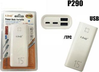 Trade Shop Trade Shop - Powerbank Batteria Portatile 15000mah 2 Uscite Usb Type-c Linq P290