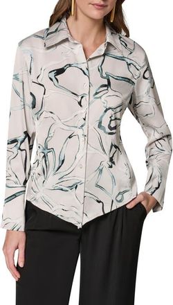 DKNY Print Asymmetric Shirt in Aqua Mint Multi at Nordstrom, Size X-Small