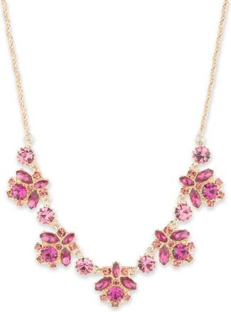 Marchesa Replenishment Mixed Cut Crystal Frontal Necklace in Pink at Nordstrom