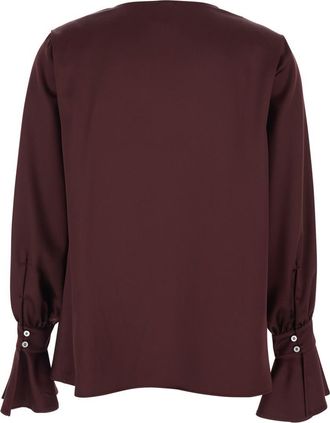 Pinko Filipa Bordeaux Blouse With Draped Neckline And Flared Cuffs In Tech Fabric Woman