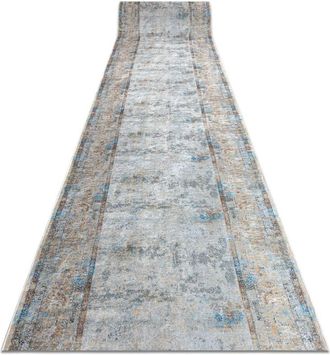 RugsX Alfombra De Pasillo Con Refuerzo De Goma Lotus Bordero 95111 Gris / Beige Lavable 60cm Grey 60x450 Cm