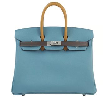 Herm&egrave;s Epsom Tricolour Bleu Jean Ecorce Sesame Birkin 25cmw with Palladium Hardware