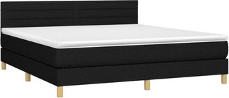 vidaXL Vidaxl - Cama Box Spring Con Colch&oacute;n Led Tela Negro 180x200 Cm