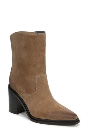 Franco Sarto Laken Block Heel Bootie in Brown Leather at Nordstrom, Size 6.5