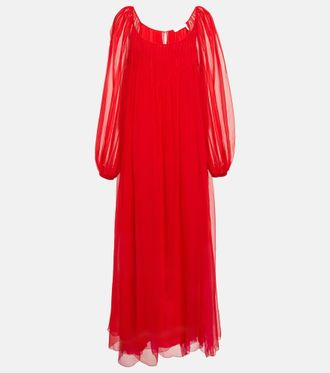 Chloé Chloé Pleated silk muslin maxi dress