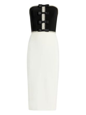 Jenny Packham Odette bow embellished midi dress - women - Polyester/Polyurethane - 14 - White