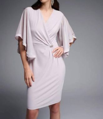 Joseph Ribkoff Classy Faux Wrap Dress In Mother Of Pearl
