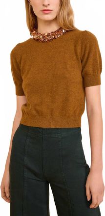 Ulla Johnson Liv Cashmere Short Sleeve Knit Top In Umber