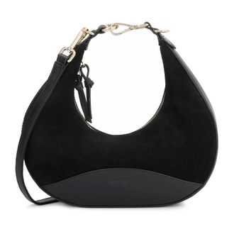 Kazar Sculpturale Halvemaan Handtas - Dames - Handtassen - Zwart - ONE Size - Leer - Tassen