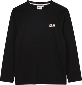 BOSS Kidswear embroidered-logo long-sleeve T-shirt - kids - Cotton - 16 - Black