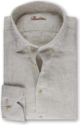 Stenstr&ouml;ms Fitted Body Linnen Overhemd - Heren - Zakelijke Overhemden - Beige - 2XL - Linnen - Overhemden
