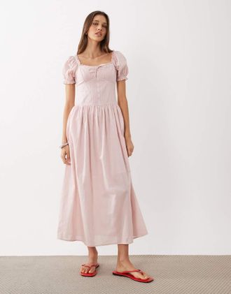 Cotton On Daisy - Vestito con gonna al polpaccio color fiore di ciliegio-Rosa
