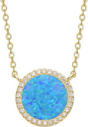 Rachel Glauber 14K Plated Cz Opal Necklace