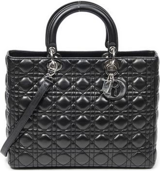 Dior Pre-owned Womens Large Lady Zip Shoulder Bag - Black - One Size