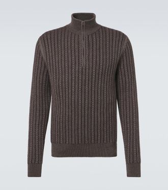 Agnona Cashmere, wool, and silk half-zip sweater