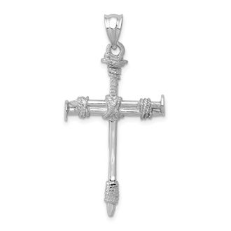 Diamond2Deal 14k White Gold Nail Cross Pendant