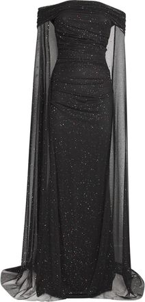 Talbot Runhof Confetti Tulle Off-The-Shoulder Cape Gown Size XL