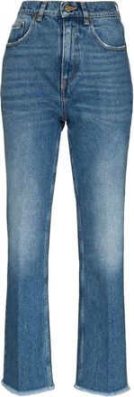 Golden Goose High-Waisted Blue Cotton Blend Trousers