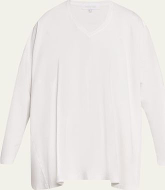 Eskandar Side Paneled V neck T-Shirt - Long Length