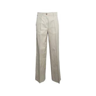 Aspesi Straight Trousers, female, Beige, Size: 2XS Flats Cotton Gabardine Trousers