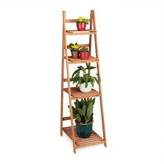 Relaxdays Relaxdays - Estanter&iacute;a Escalera Para Plantas De Interior, Madera, Marr&oacute;n, 161 X 41 X 50 Cm