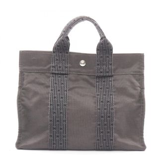 Herm&egrave;s Gray Nylon Canvas Handbag Tote Bag (Pre-Owned)