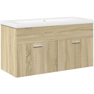 vidaXL Bathroom Sink Cabinet with Built-in Basin Sonoma Oak vidaXL